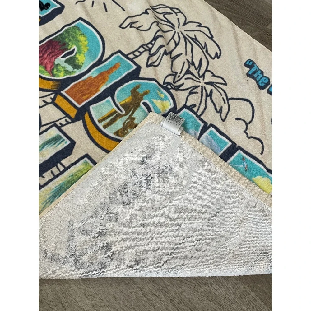 Disney Parks Walt Disney World Resort Beach Towel Cream Graphic 100% Cotton